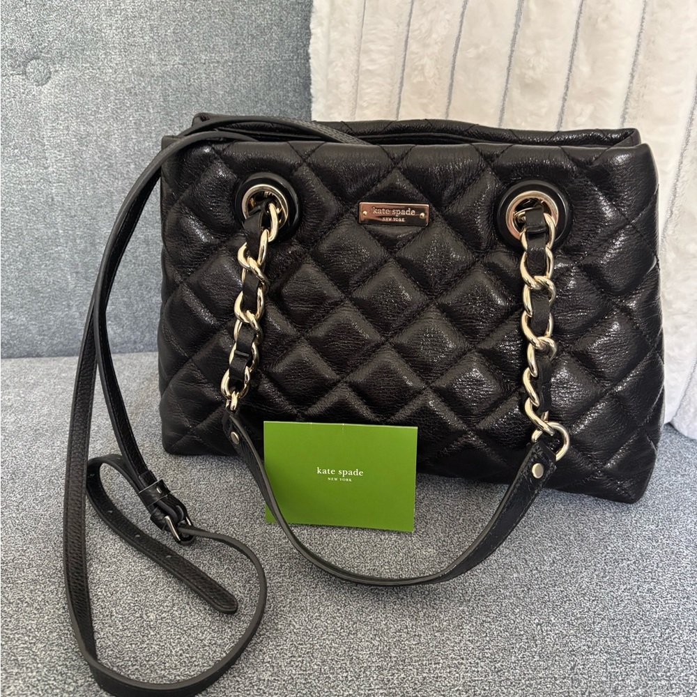 KATE SPADE Gold Coast Maryanne Quilted Leather Bag Black